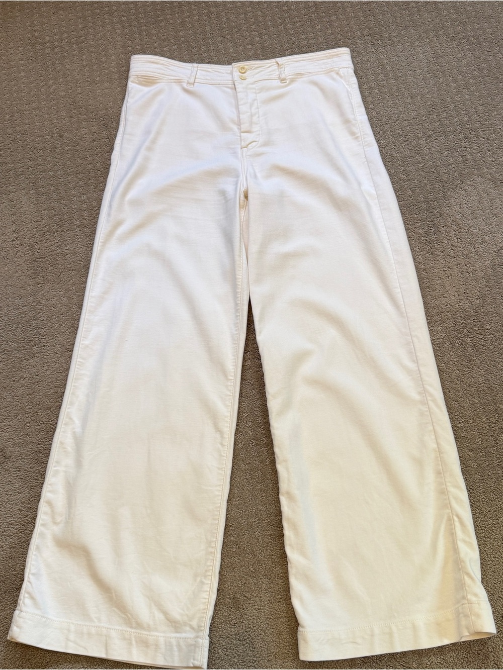Faherty Women's Stretch Terry Harbor, Full Length Pant - Egret (ivory) Size 32 - Picture 3 of 8